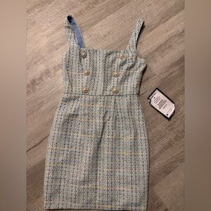 Junior light blue tweed dress
